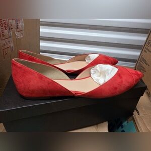 J. Crew Sadie Flats in Suede. Size 9. Vibrant Flame. New.